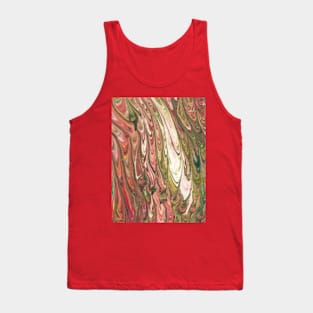 Marble feathers green red cream Tank Top